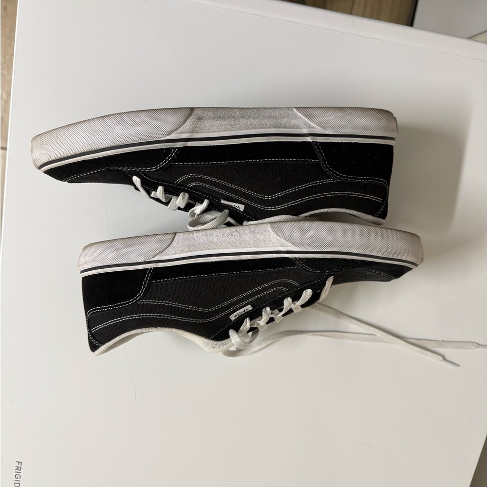 Vans Men's Black and White Canvas Sneakers - Picture 6 of 7